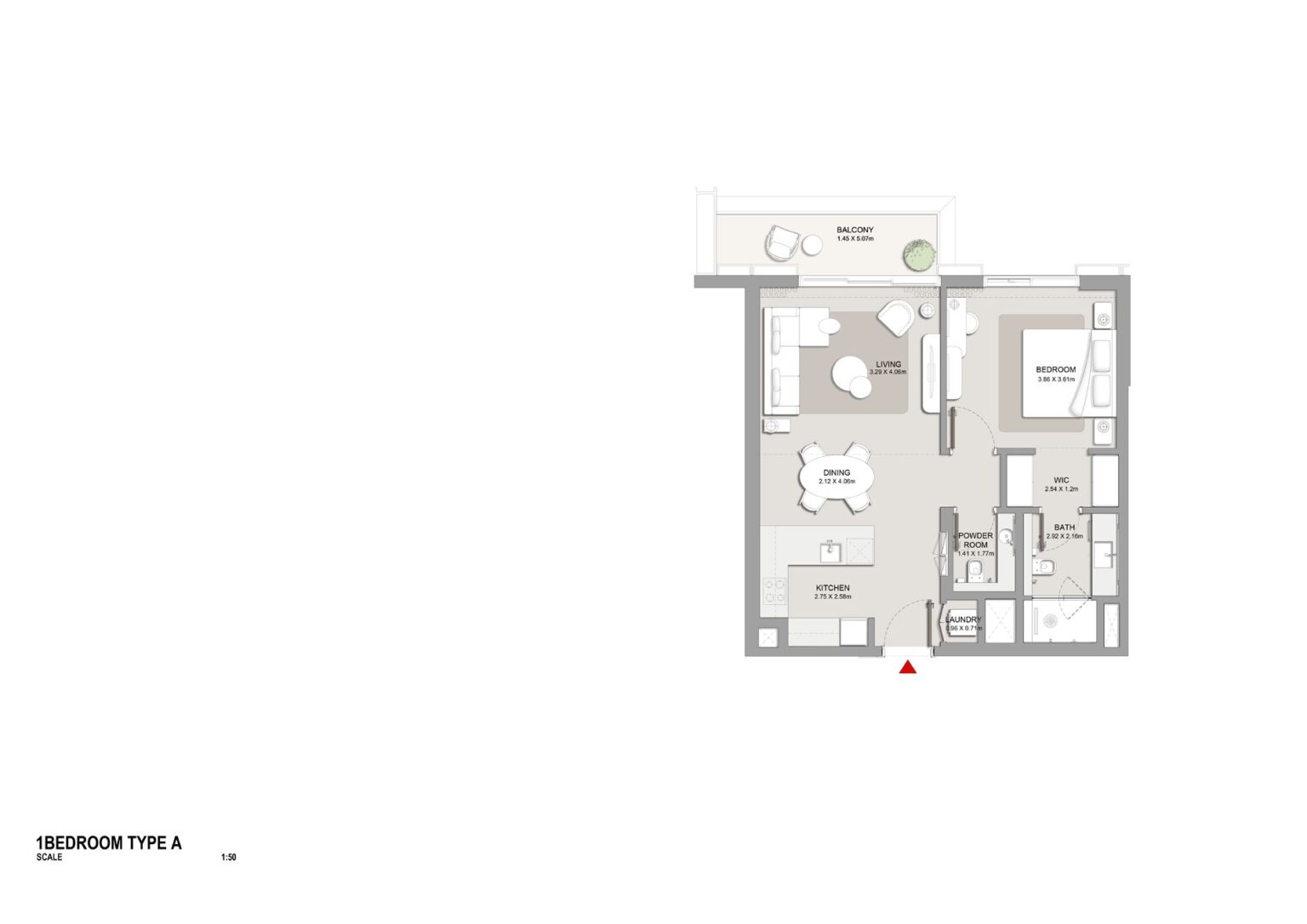 City Walk Crestlane 1 bedroom type A floor plan, City Walk, Dubai