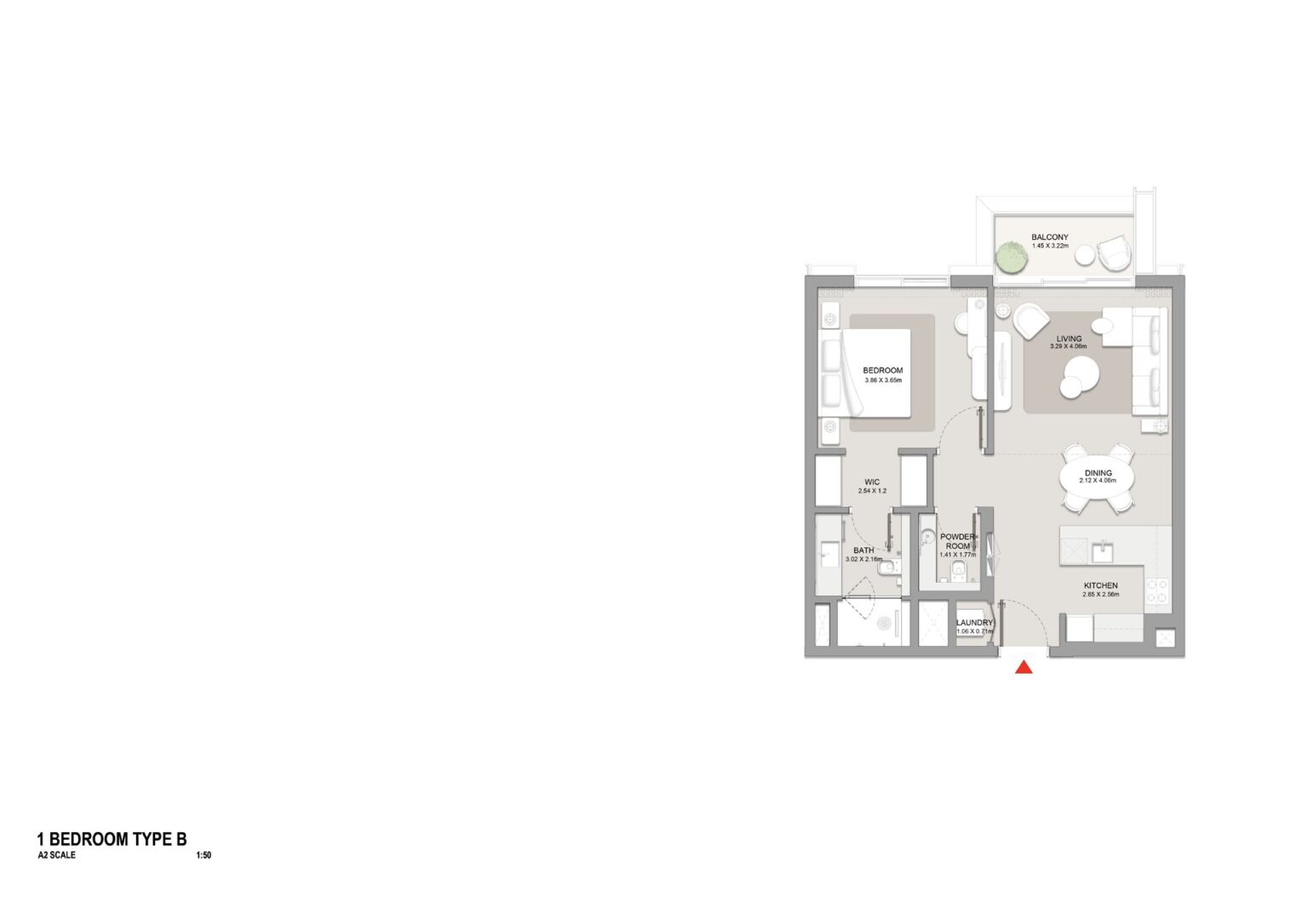 City Walk Crestlane 1 bedroom type B floor plan, City Walk, Dubai