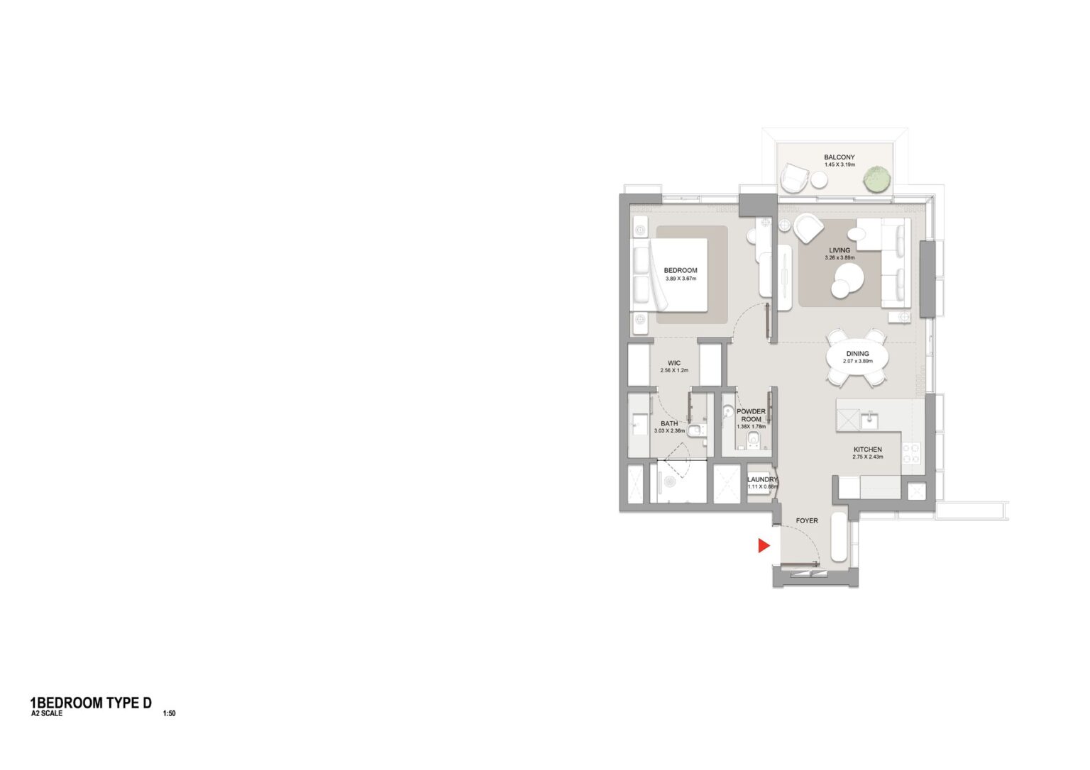 City Walk Crestlane 1 bedroom type D floor plan, City Walk, Dubai