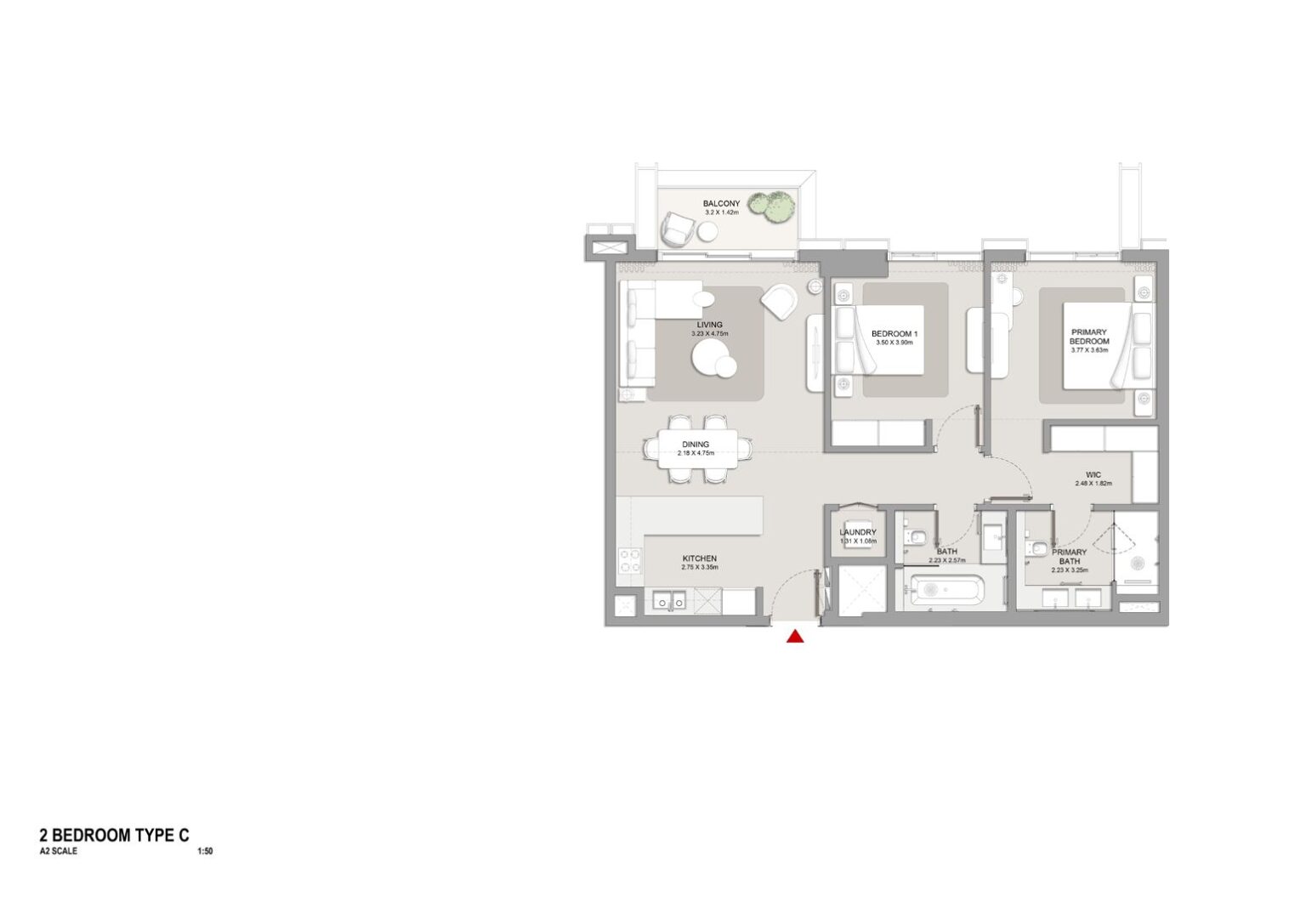City Walk Crestlane 2 bedroom type C floor plan, City Walk, Dubai