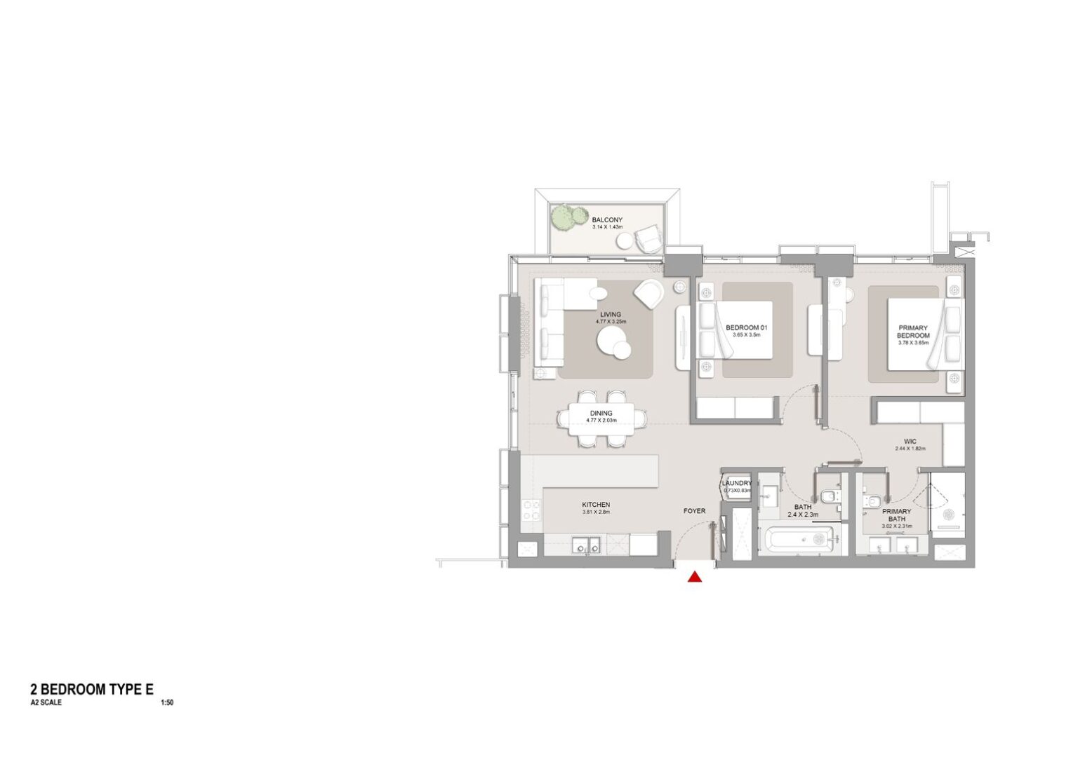 City Walk Crestlane 2 bedroom type E floor plan, City Walk, Dubai