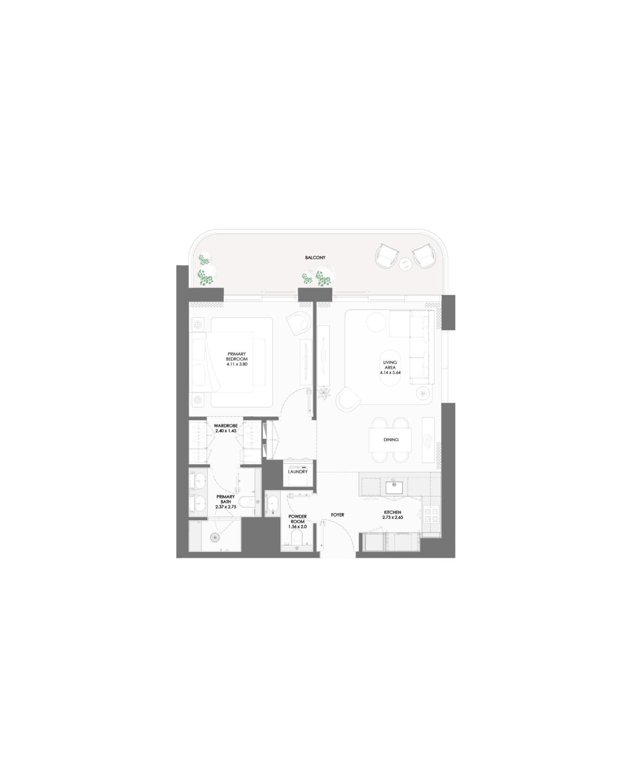 Bay Grove Residences Phase 2 1 bedroom apartment floor plan, Dubai Islands