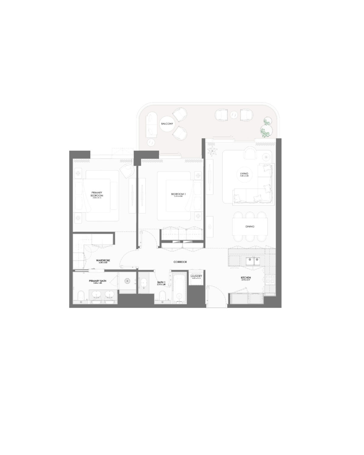 Bay Grove Residences Phase 2 2 bedroom apartment floor plan, Dubai Islands