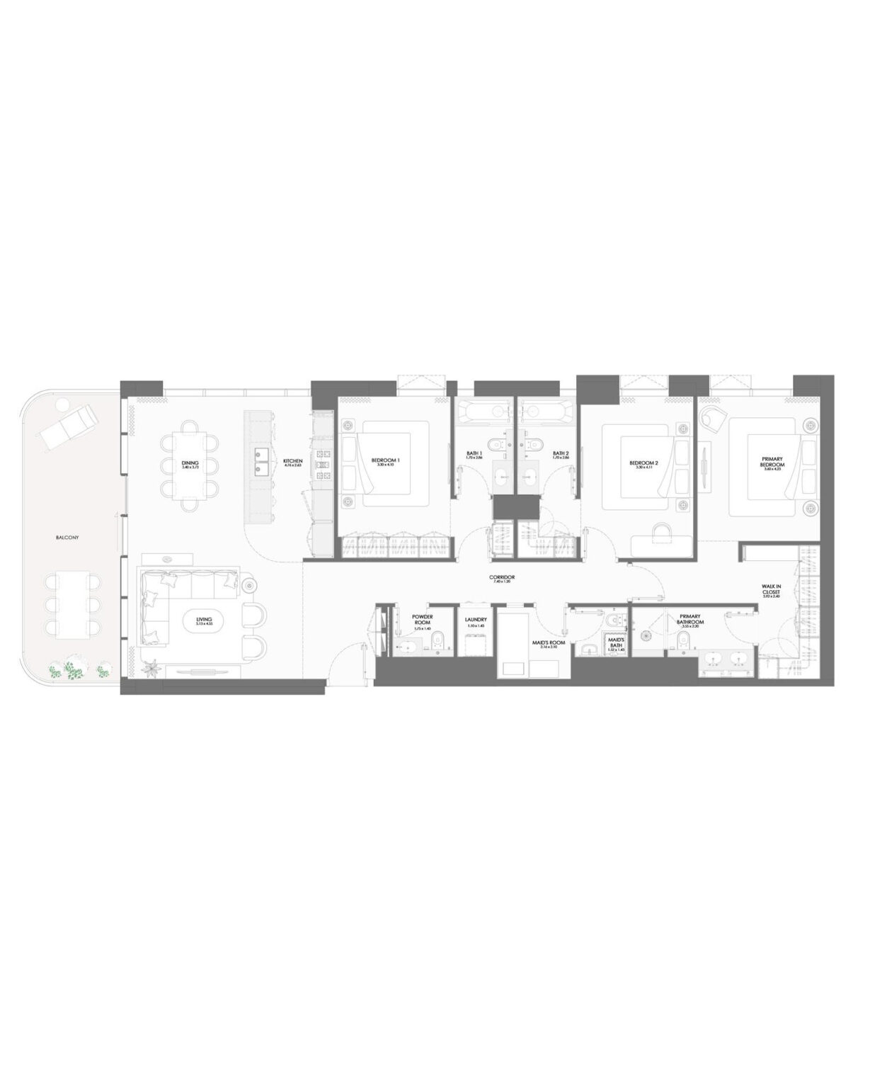 Bay Grove Residences Phase 2 3 bedroom apartment floor plan, Dubai Islands