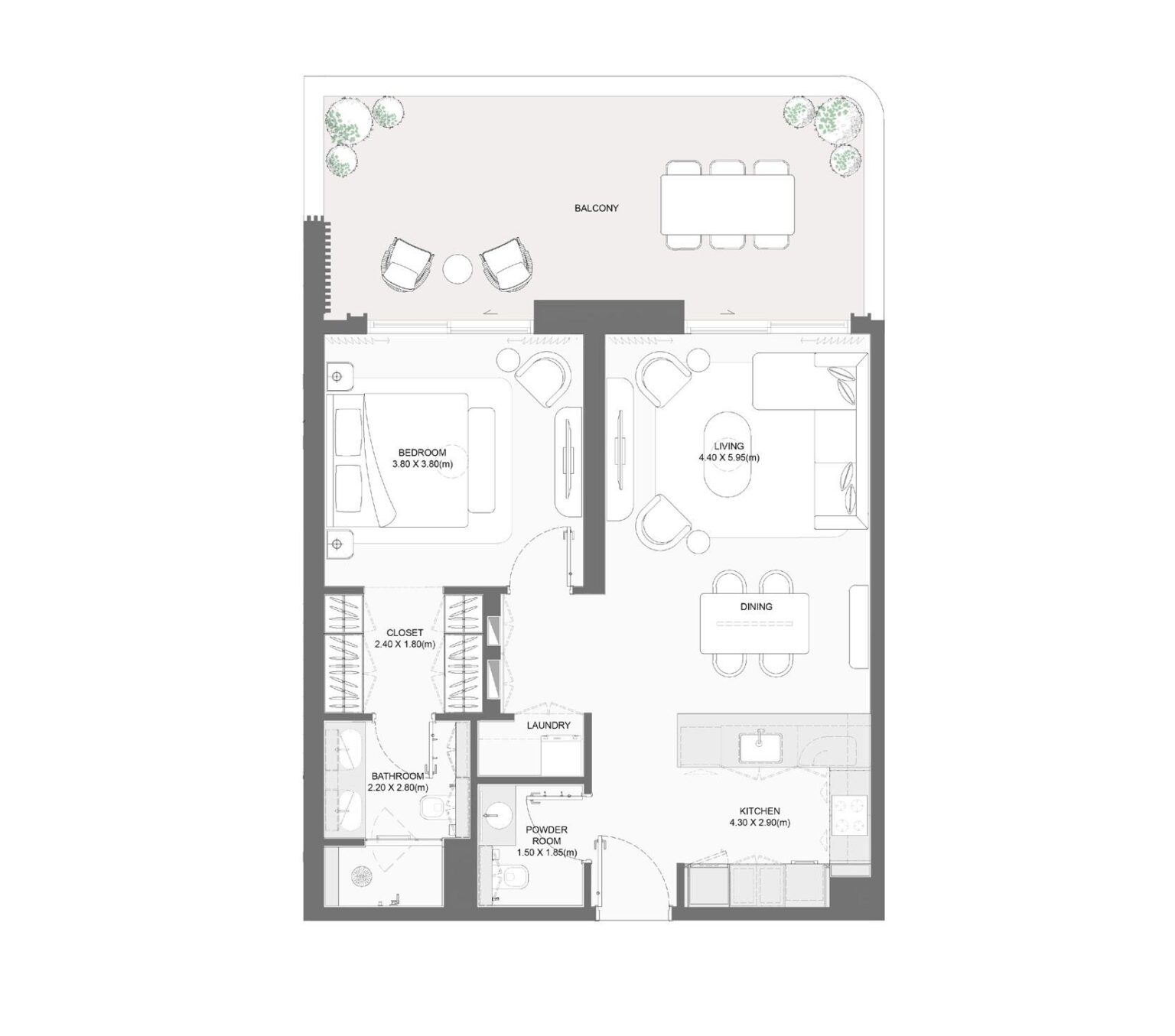 Bay Grove Residences Phase 1 1 bedroom apartment floor plan, layout 3, Dubai Islands