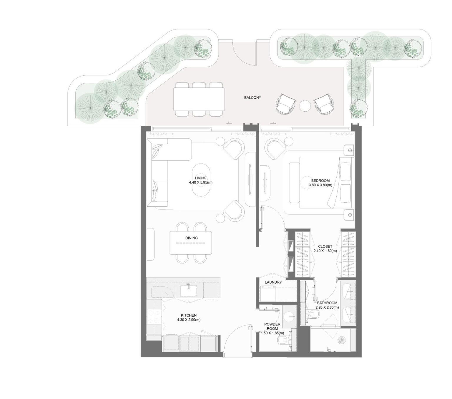 Bay Grove Residences Phase 1 1 bedroom apartment floor plan, layout 4, Dubai Islands