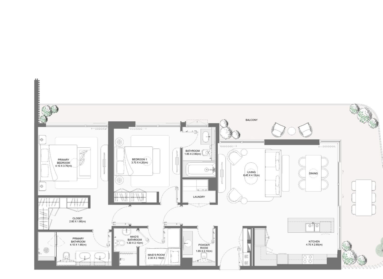 Bay Grove Residences Phase 1 2 bedroom apartment floor plan, layout 20, Dubai Islands