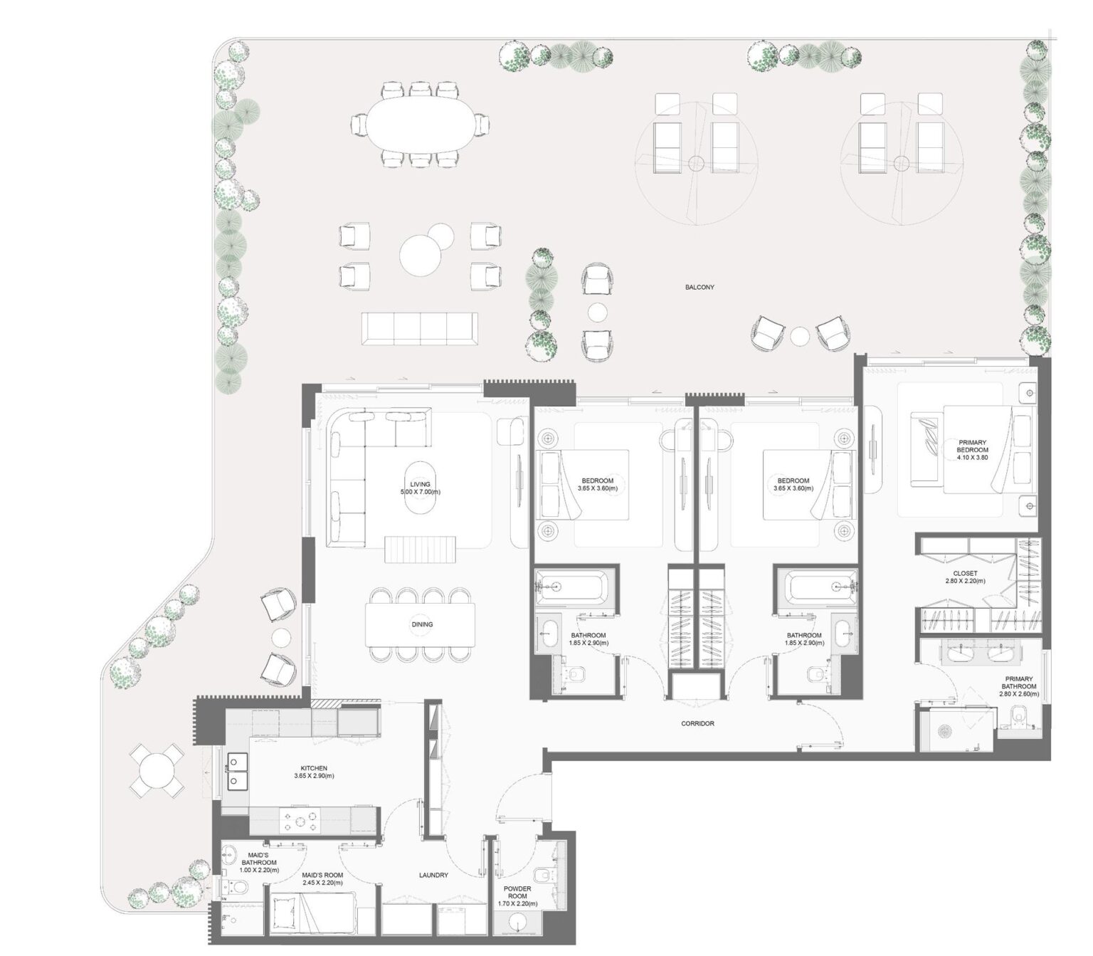 Bay Grove Residences Phase 1 3 bedroom apartment floor plan, layout 4, Dubai Islands