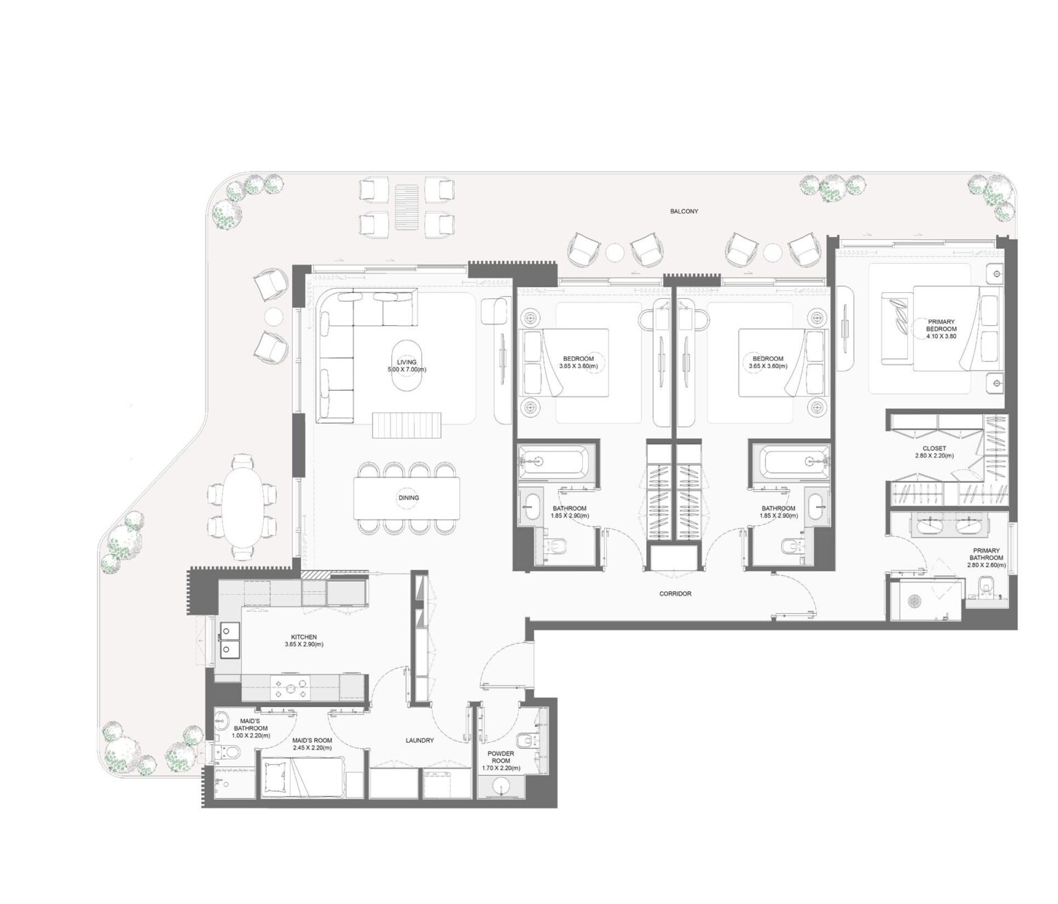 Bay Grove Residences Phase 1 3 bedroom apartment floor plan, layout 5, Dubai Islands