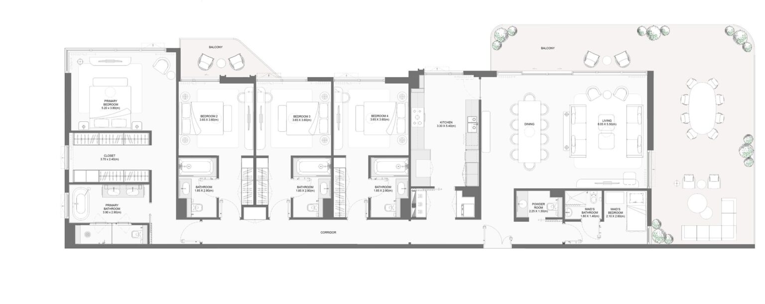 Bay Grove Residences Phase 1 4 bedroom apartment floor plan, layout 4, Dubai Islands