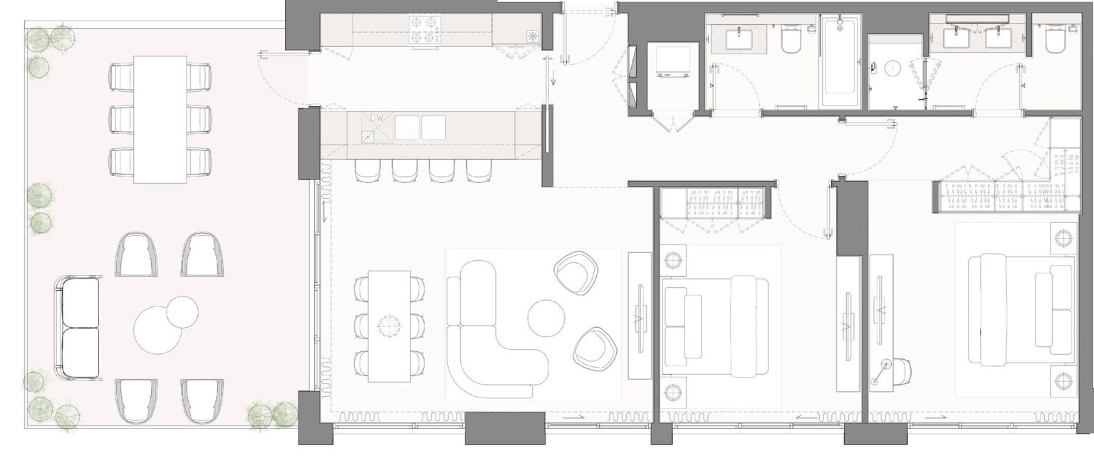 Bay Grove Residences Phase 4 2 bedroom apartment floor plan, layout 1, Dubai Islands