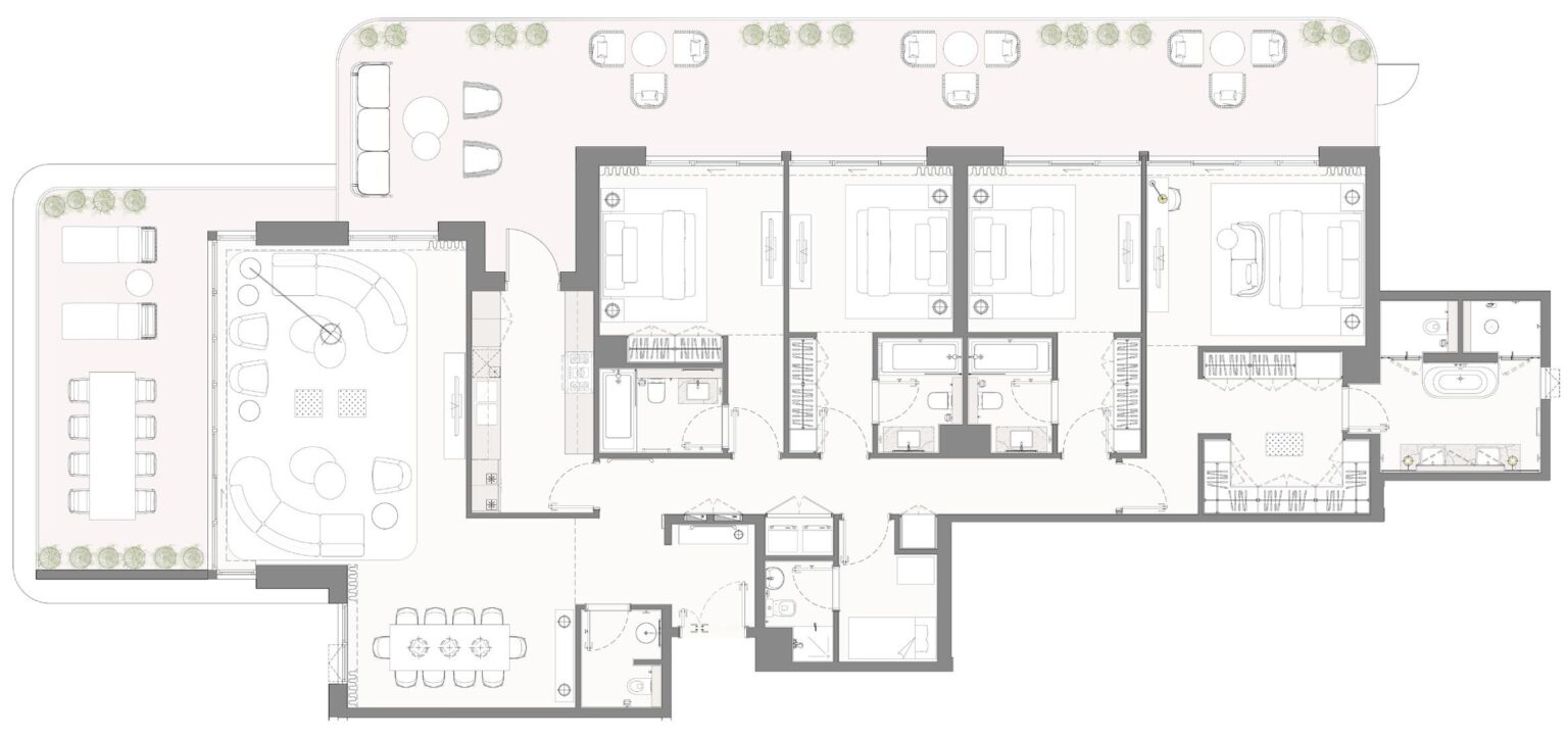 Bay Grove Residences Phase 4 4 bedroom apartment floor plan, layout 2, Dubai Islands