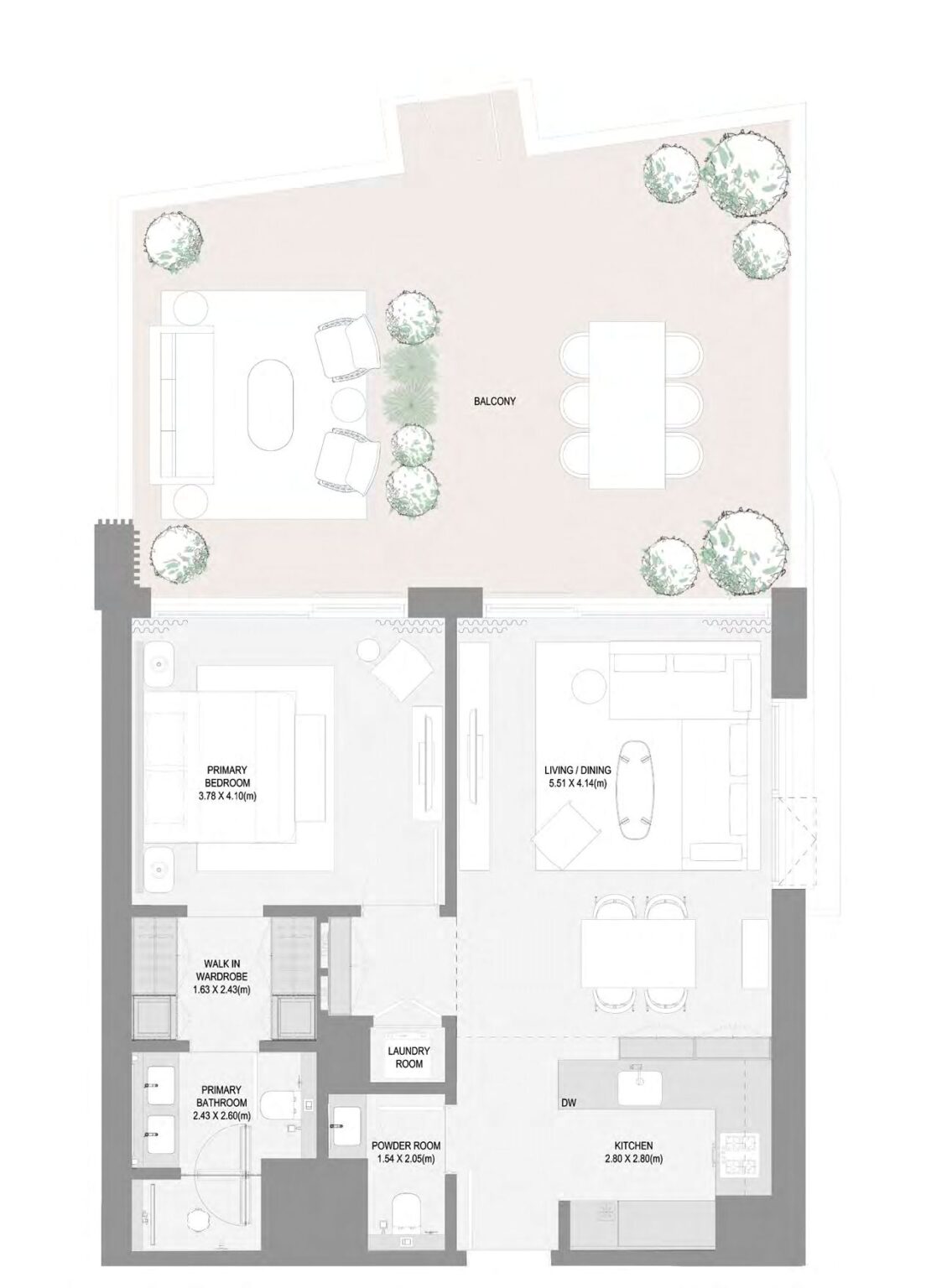 Bay Grove Residences Phase 3 1 bedroom apartment floor plan, layout 5, Dubai Islands