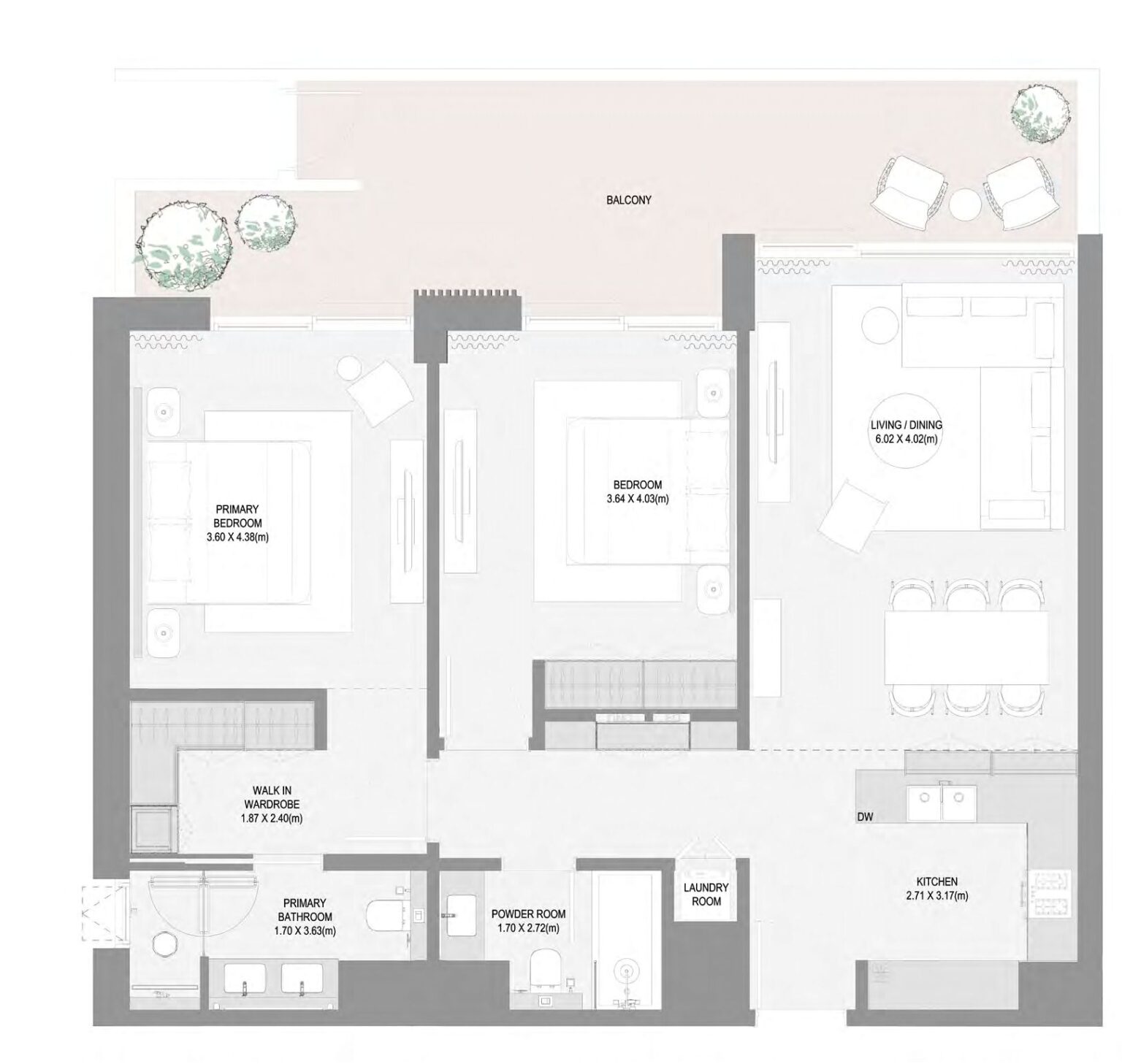 Bay Grove Residences Phase 3 2 bedroom apartment floor plan, layout 4, Dubai Islands