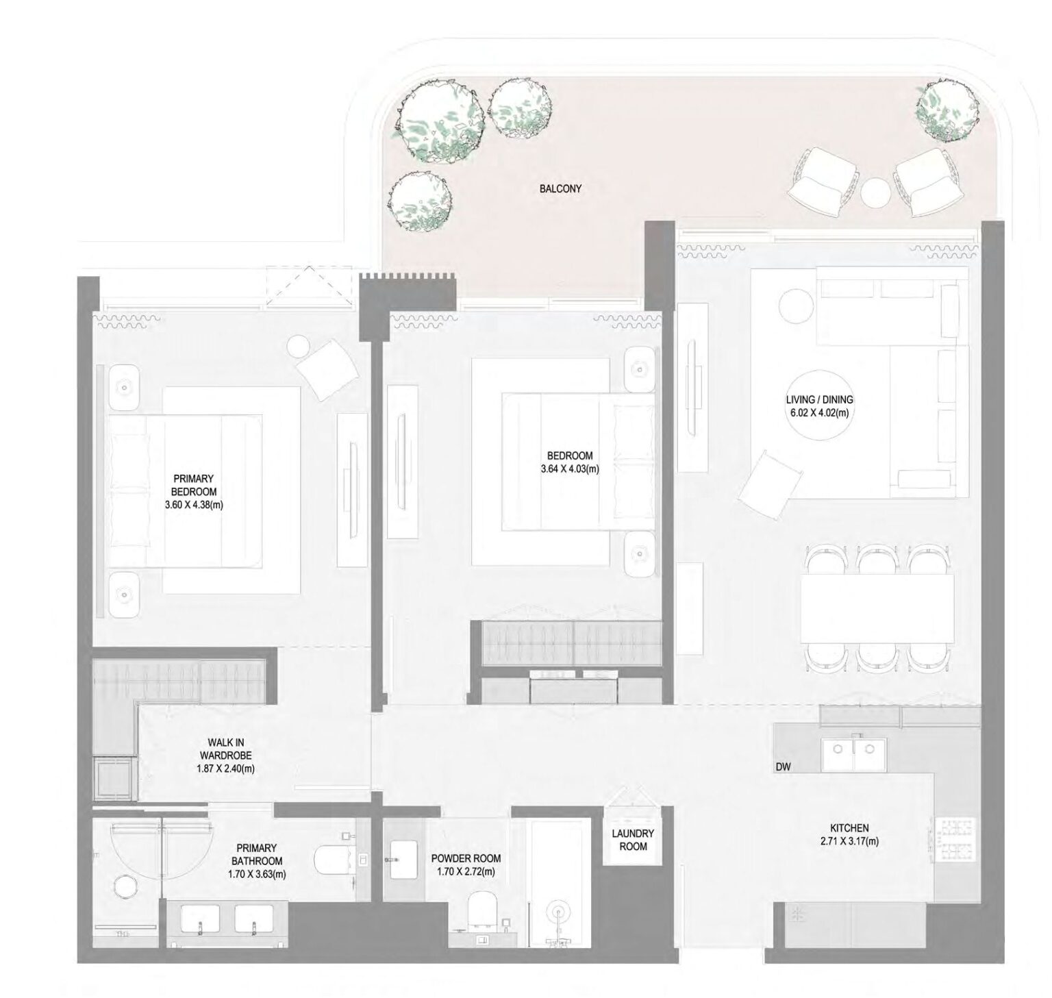Bay Grove Residences Phase 3 2 bedroom apartment floor plan, layout 5, Dubai Islands