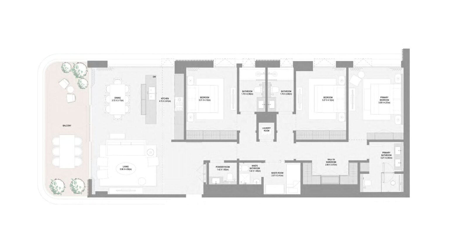 Bay Grove Residences Phase 3 3 bedroom apartment floor plan, layout 10, Dubai Islands