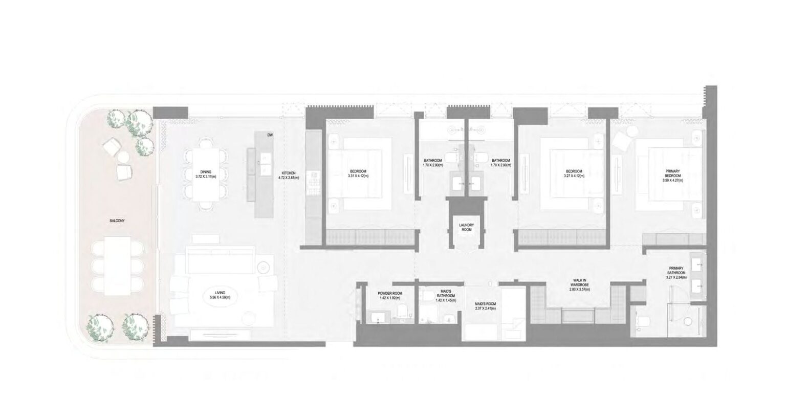 Bay Grove Residences Phase 3 3 bedroom apartment floor plan, layout 11, Dubai Islands