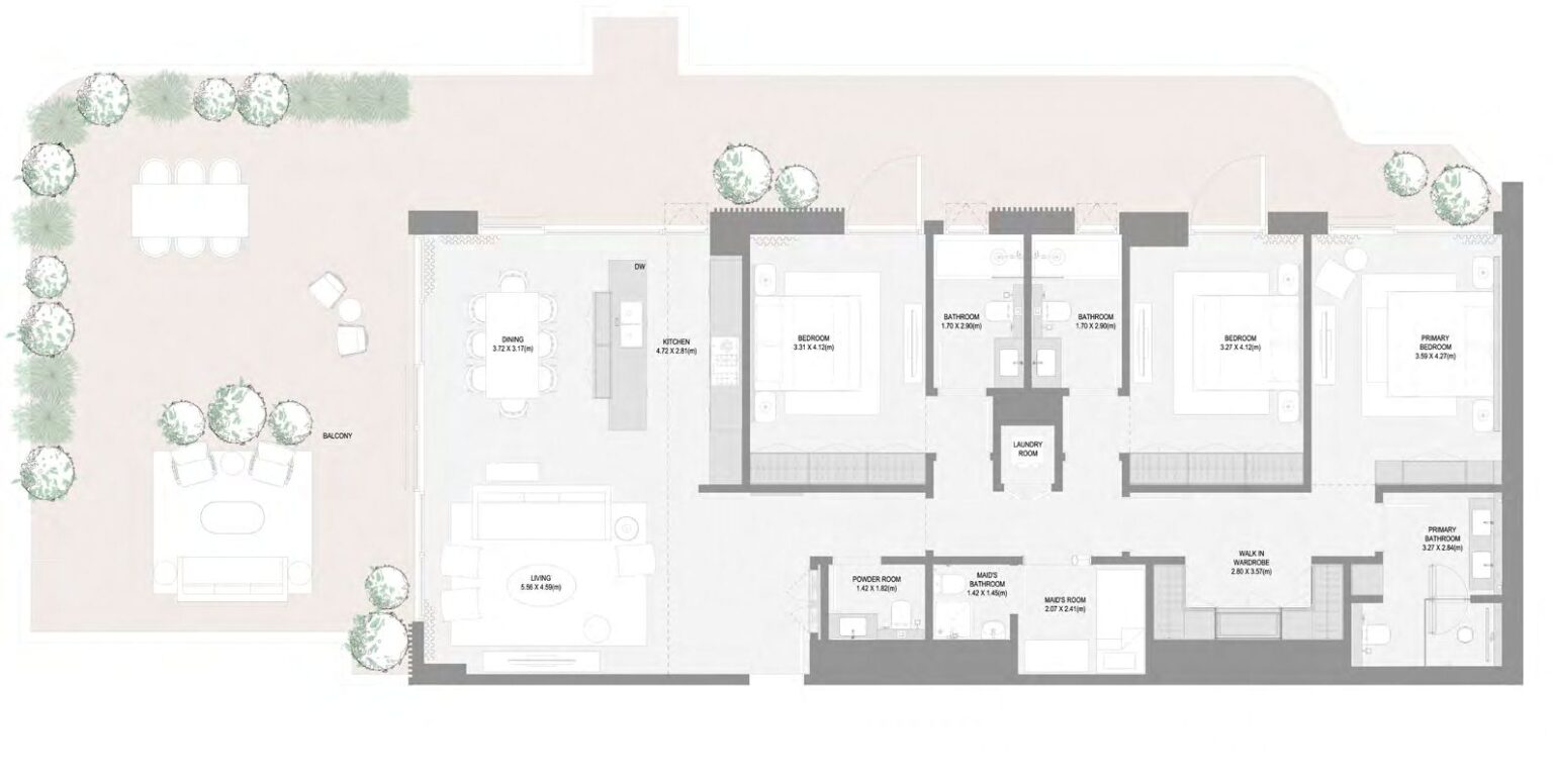 Bay Grove Residences Phase 3 3 bedroom apartment floor plan, layout 7, Dubai Islands