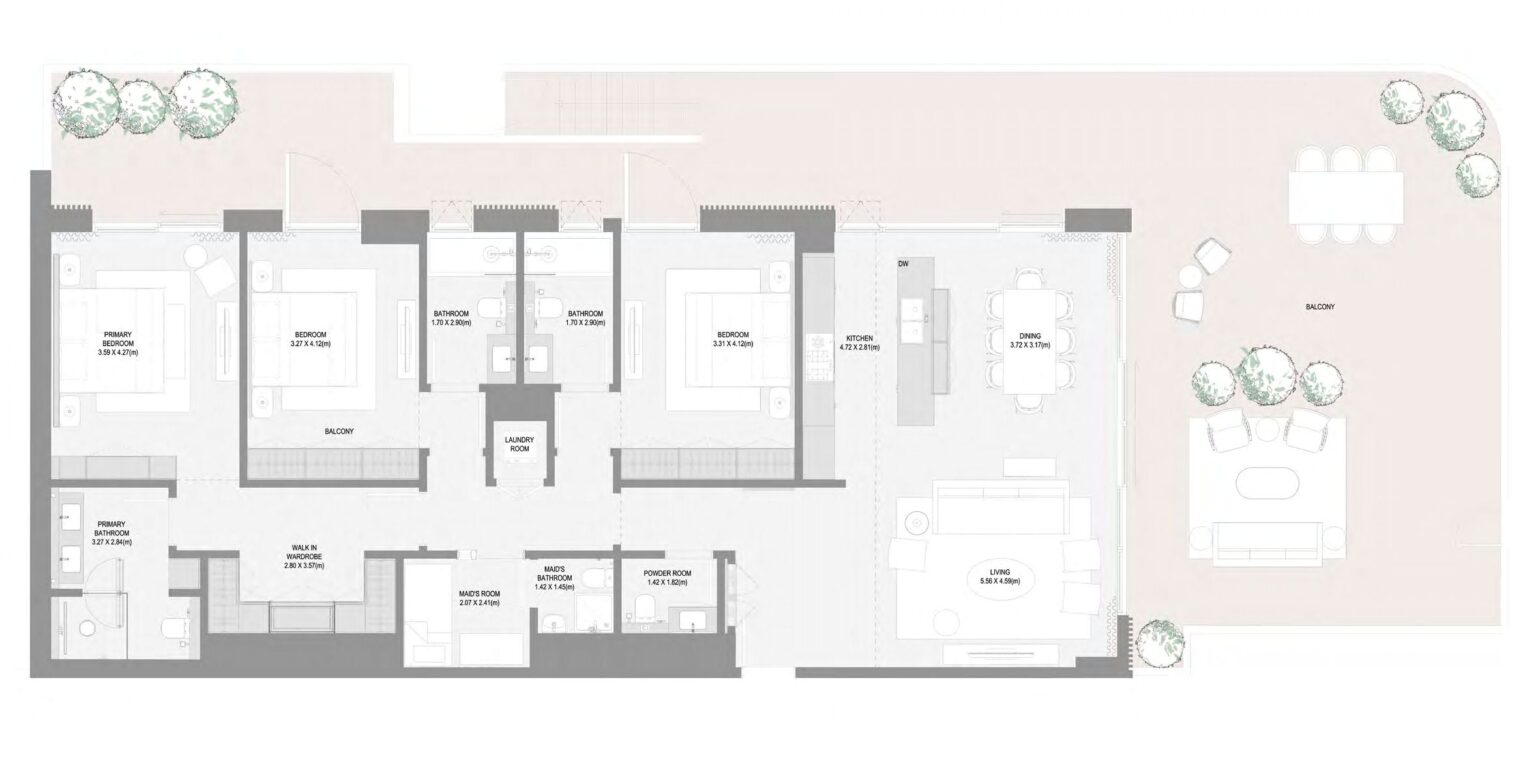 Bay Grove Residences Phase 3 3 bedroom apartment floor plan, layout 8, Dubai Islands