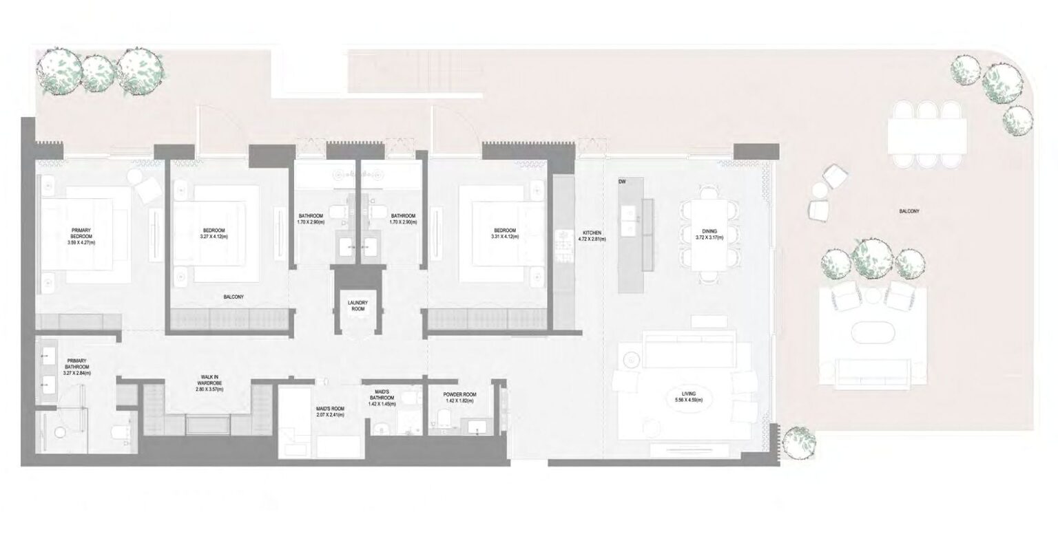 Bay Grove Residences Phase 3 3 bedroom apartment floor plan, layout 9, Dubai Islands
