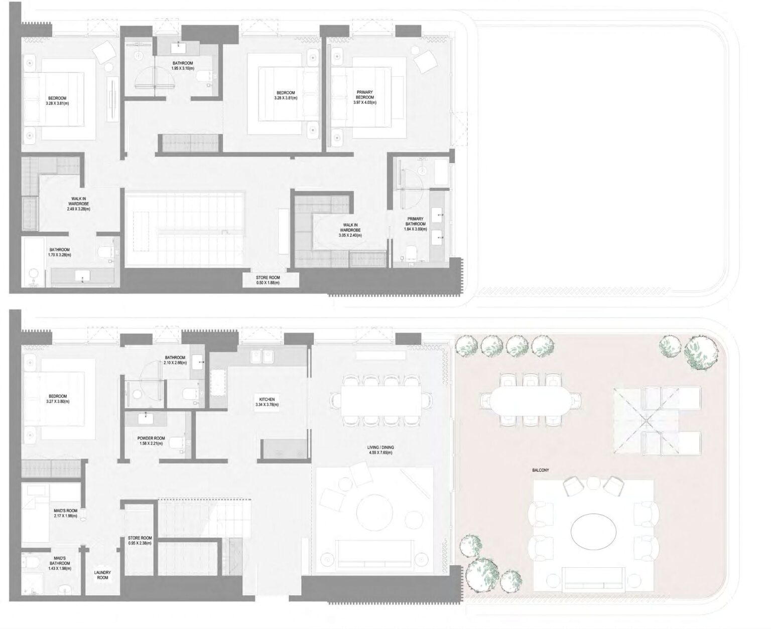 Bay Grove Residences Phase 3 4 bedroom apartment floor plan, layout 1, Dubai Islands