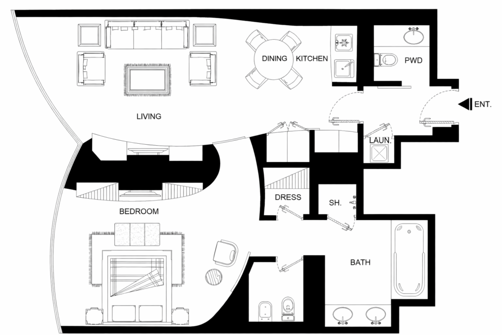 Burj Khalifa 1 bedroom floor plan