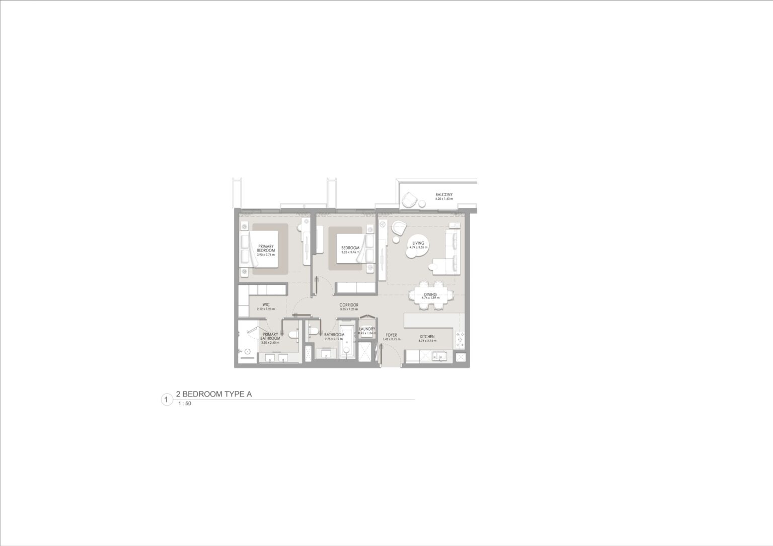 City Walk Crestlane building 4, 2 bedroom type A floor plan, City Walk, Dubai