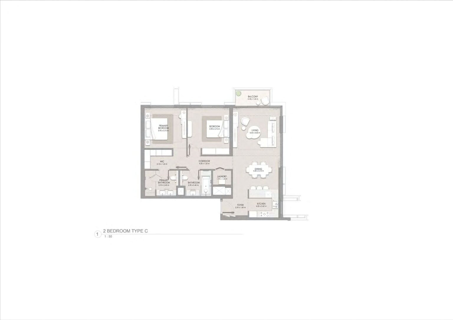 City Walk Crestlane building 4, 2 bedroom type C floor plan, City Walk, Dubai