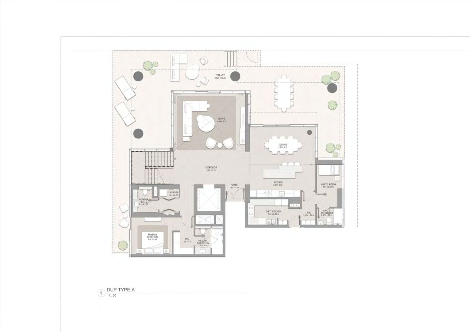 City Walk Crestlane 4 4 bedroom duplex floor plan, lower level, City Walk, Dubai