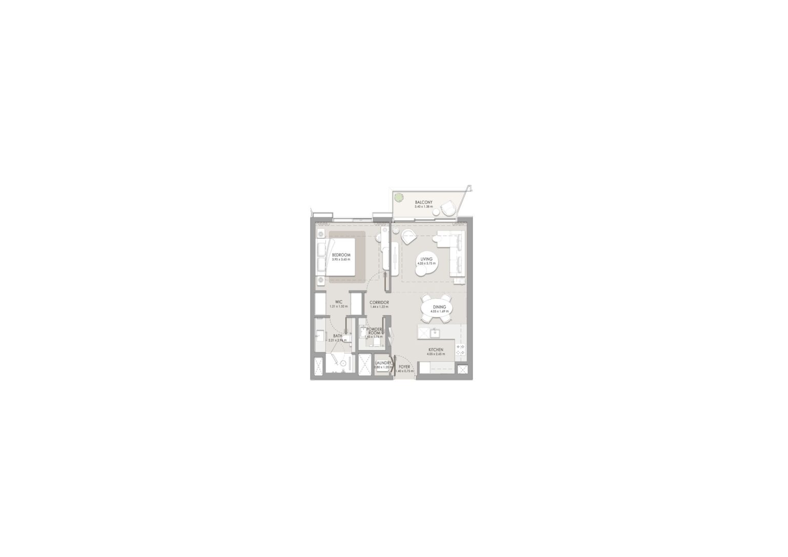 City Walk Crestlane building 5, 1 bedroom type A floor plan, City Walk, Dubai