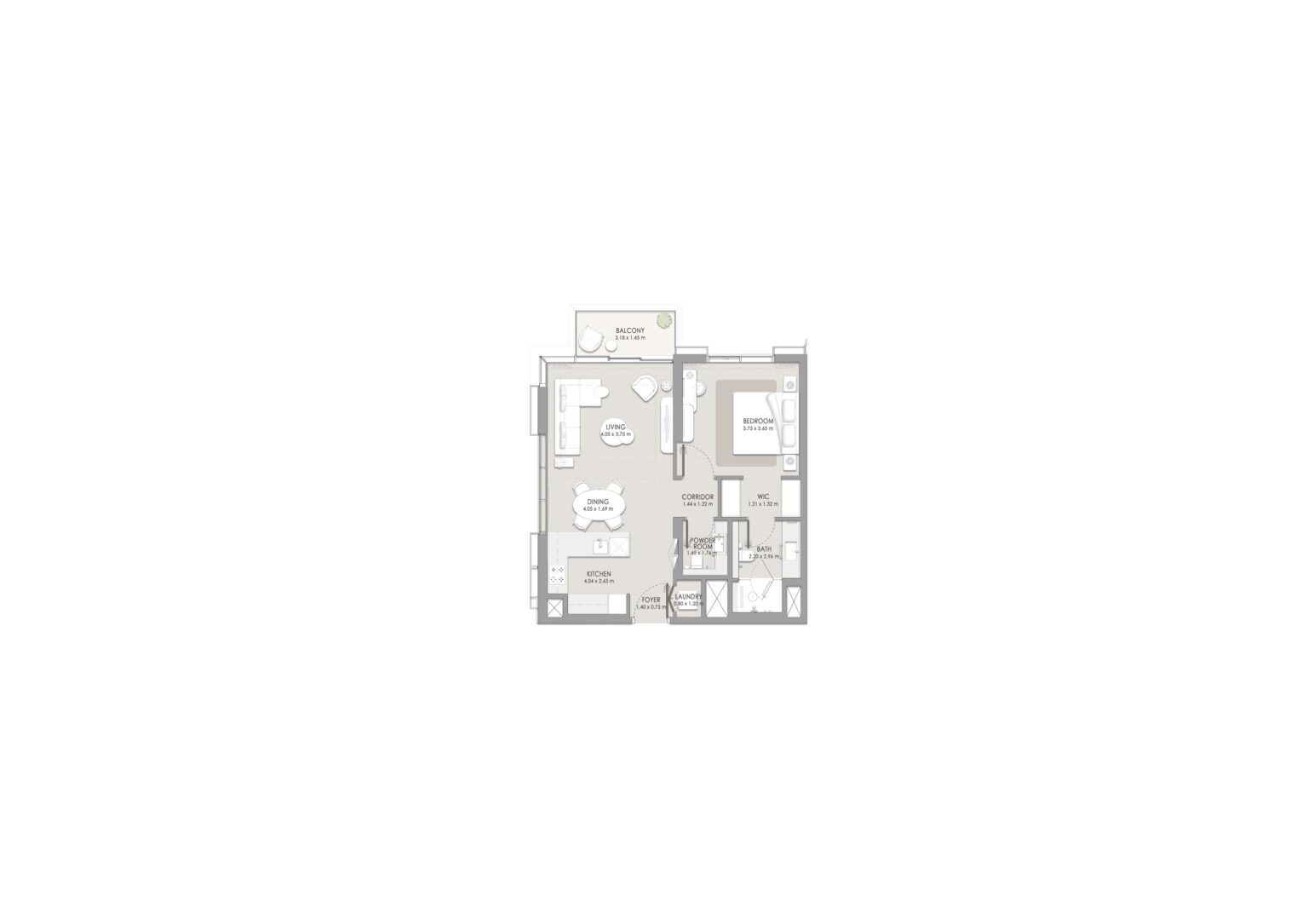 City Walk Crestlane building 5, 1 bedroom type B floor plan, City Walk, Dubai