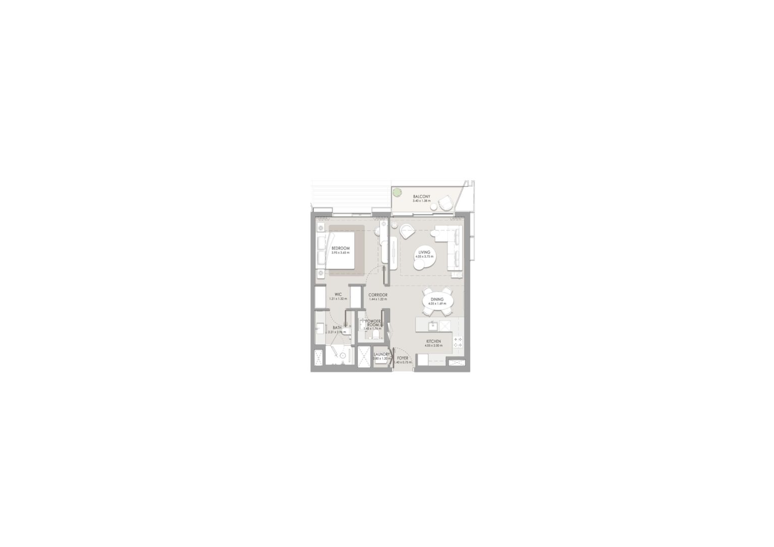 City Walk Crestlane building 5, 1 bedroom type C floor plan, City Walk, Dubai