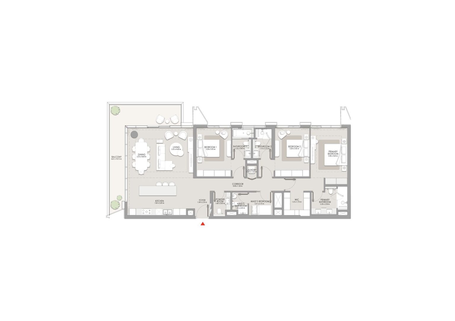 City Walk Crestlane 5 3 bedroom apartment floor plan, type A, City Walk, Dubai