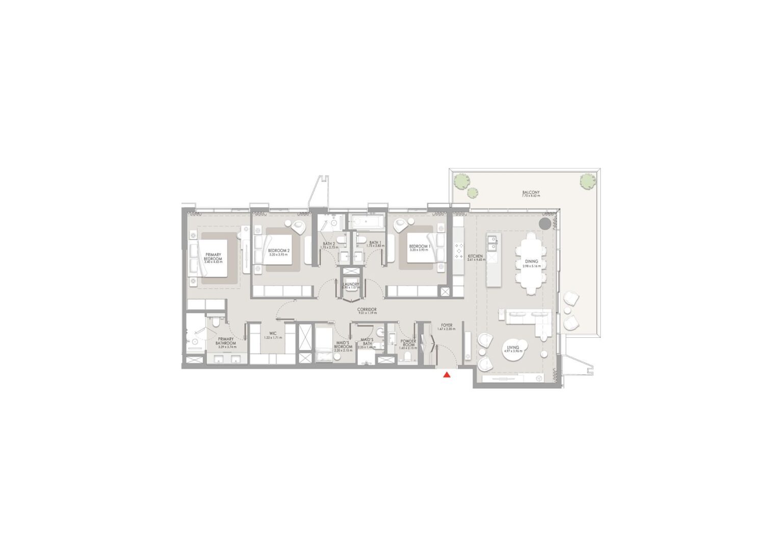 City Walk Crestlane 5 3 bedroom apartment floor plan, type B, City Walk, Dubai