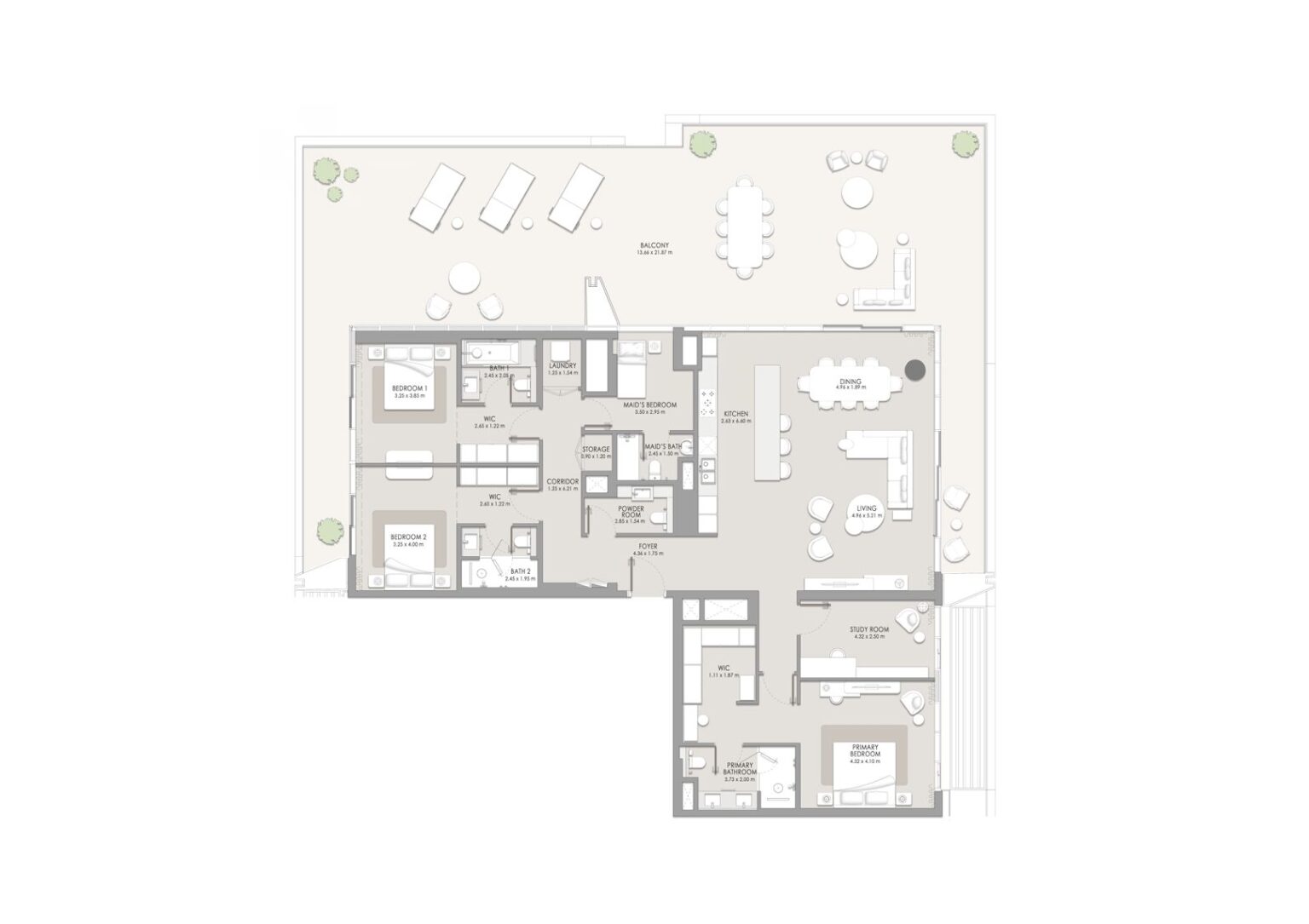 City Walk Crestlane 5 3 bedroom apartment floor plan, type E, City Walk, Dubai