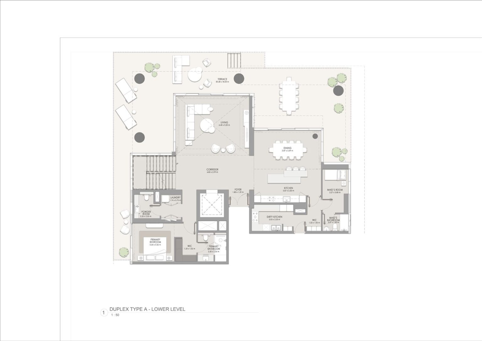 City Walk Crestlane 5 4 bedroom duplex floor plan, lower level, City Walk, Dubai