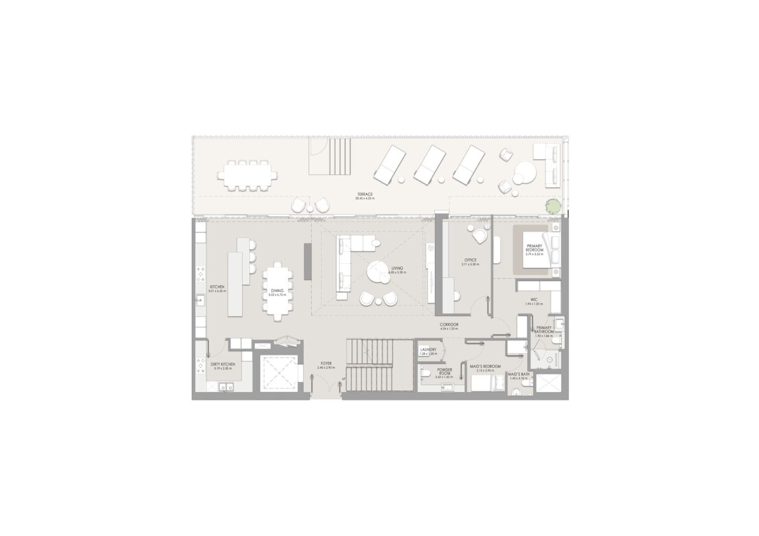 City Walk Crestlane 5 4 bedroom duplex floor plan, type C lower level, City Walk, Dubai