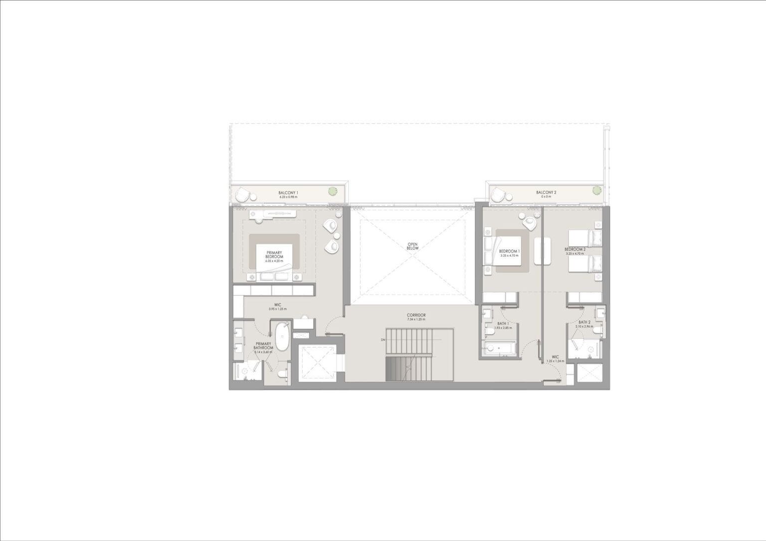 City Walk Crestlane 5 4 bedroom duplex floor plan, type C upper level, City Walk, Dubai