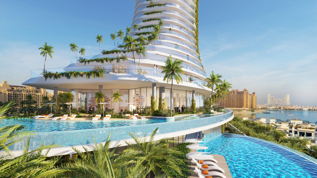 Como Residences tower and podium infinity pool, Palm Jumeirah