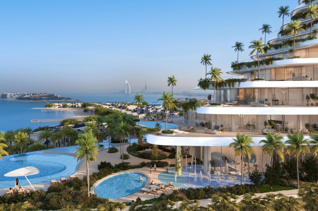 Terraced pools and gardens facing the sea at Como Residences