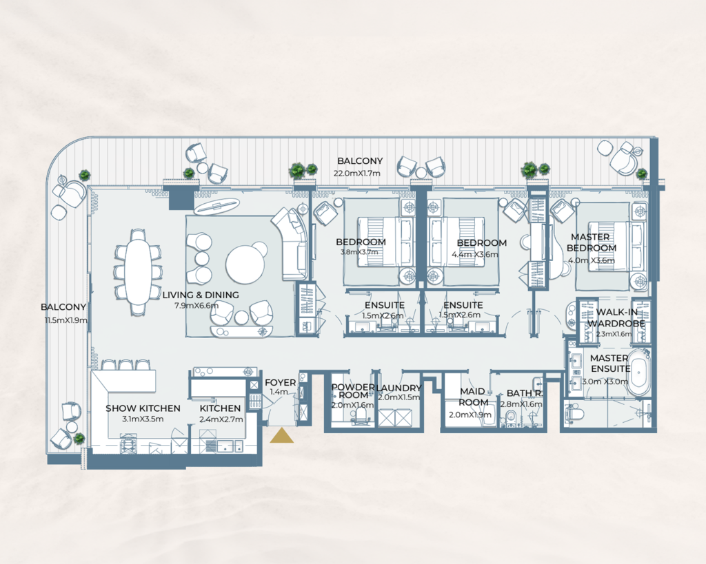 Fairmont Residence 3 Bedroom