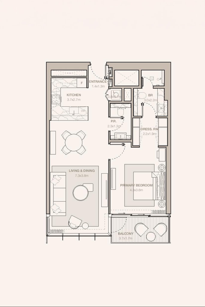 Jumeirah Residences Emirates Towers-Floor Plans Tower B-1-Bedroom (11)