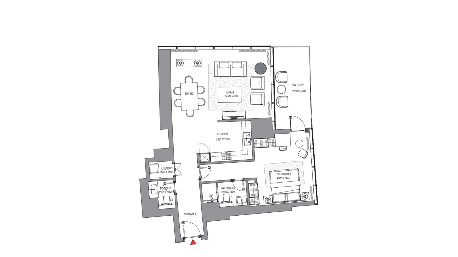 Sobha SeaHaven 1 bedroom apartment floor plan, layout B, Dubai Harbour