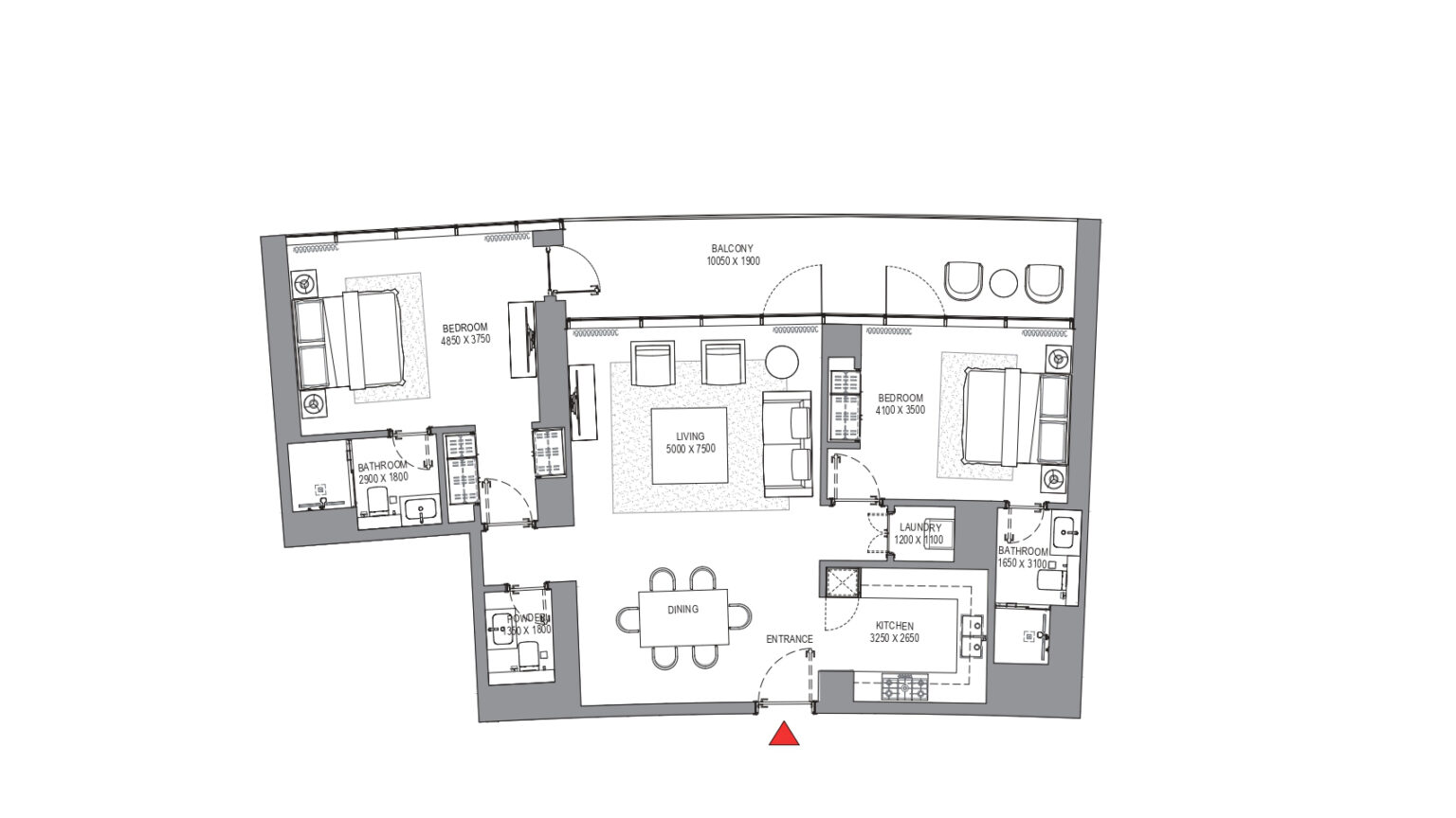 Sobha SeaHaven 2 bedroom apartment floor plan, Dubai Harbour