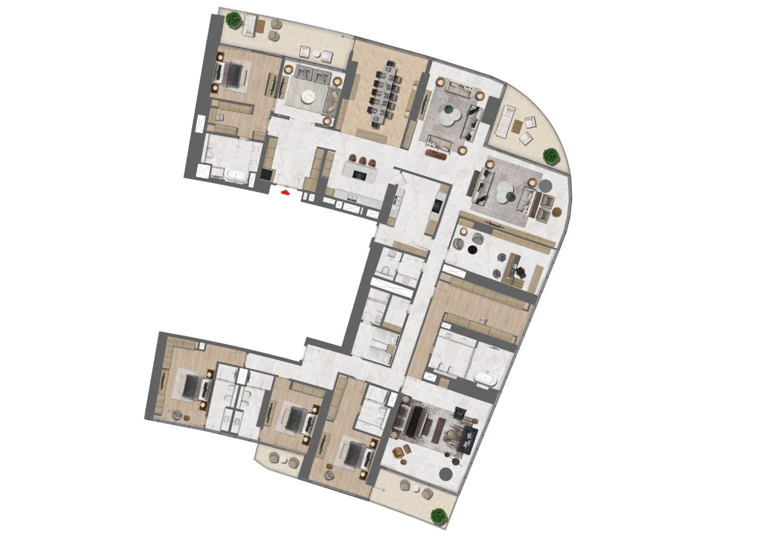 Sobha SeaHaven 5 bedroom penthouse floor plan, layout A, Dubai Harbour