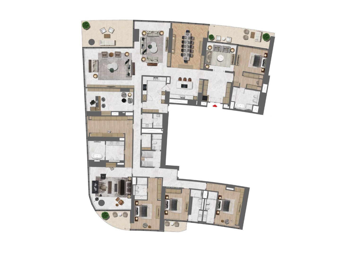 Sobha SeaHaven 5 bedroom penthouse floor plan, layout B, Dubai Harbour