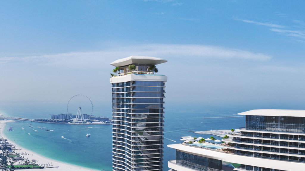 2 Bedroom Properties for Sale in Dubai Harbour: Sobha SeaHaven tower crown above the Dubai Harbour coastline