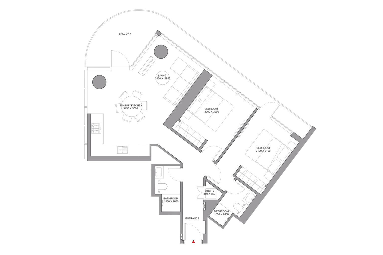 Sobha Solis 2 bedroom apartment floor plan, Motor City, Dubai