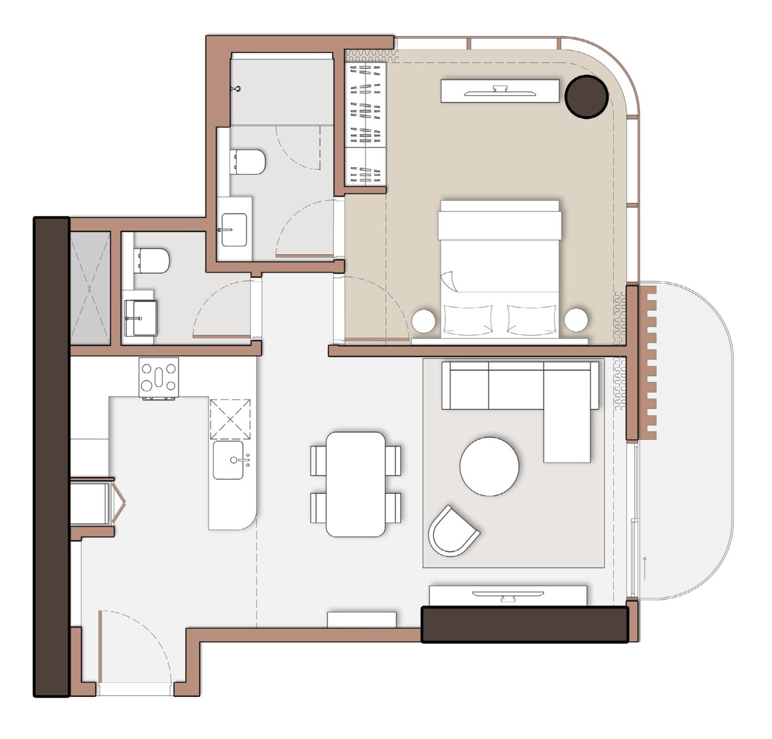 The Edit at d3 1 bedroom apartment floor plan, layout 2, Dubai Design District