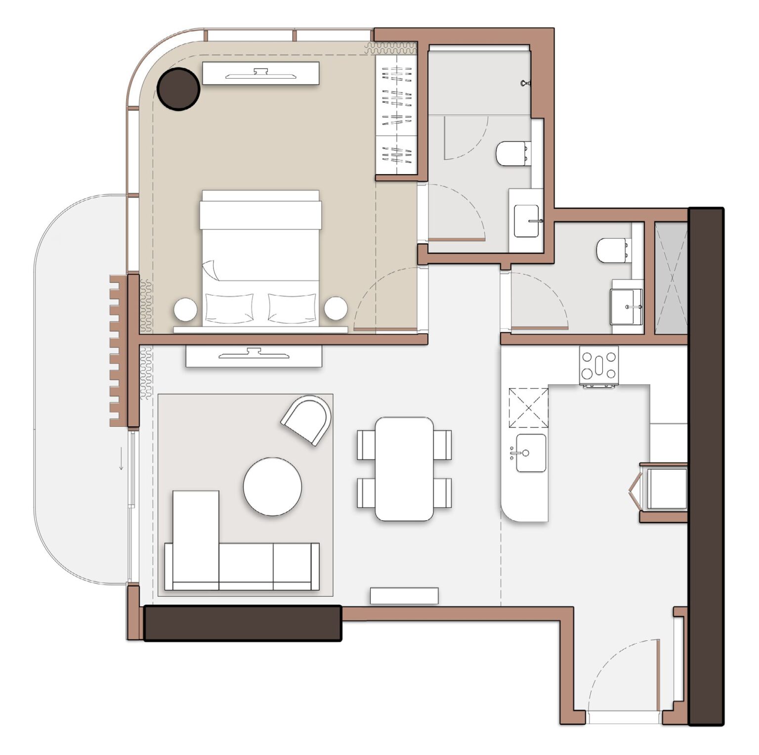 The Edit at d3 1 bedroom apartment floor plan, layout 4, Dubai Design District